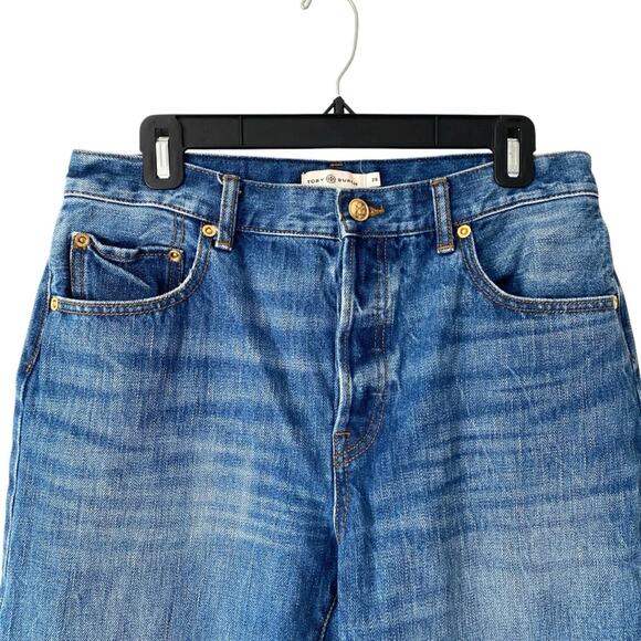 Tory Burch Cropped High Rise Straight Jeans size 29 Button Fly - Picture 4 of 10
